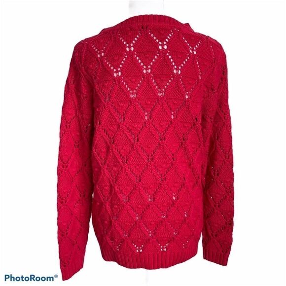 ‎Tommy Hilfiger Red 100% Cotton Textured Sweater - Picture 8 of 8